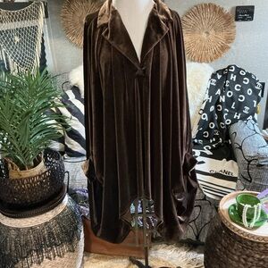 Ashro Chocolate Velvet Kimono L/XL NWOT